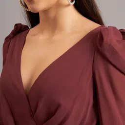 eavan Women Ruffled Brown Maxi/Full Length Dress image 4