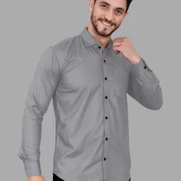gazzy creation Men Regular Fit Solid Spread Collar Casual Shirt image 3