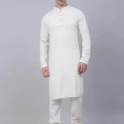 svatantra Men Embroidered Cotton Blend A-line Kurta image 3