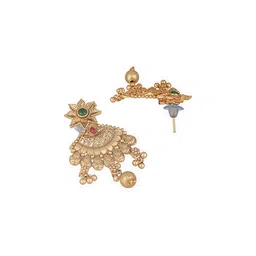 Saraf RS Jewellery Gold Plated Stones Studded & BeadedFiligree Long Maala Jewellery Set image 4
