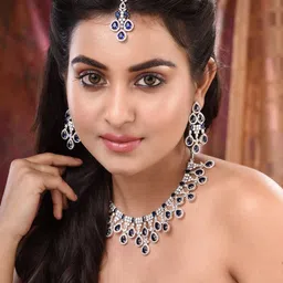 Saraf RS Jewellery Silver-Plated Blue AD Studded Statement Jewellery Set-picture-40