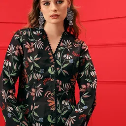 indo street Women Silk Blend Shirt Pant Set image 5