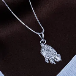 zalkari 925 Sterling Silver Radha Krishna pendant chain for mens & womens Rhodium Sterling Silver Locket image 1