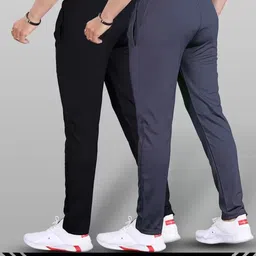 msrealson Pack of 2 Men Printed Black, Grey Track Pants image 2