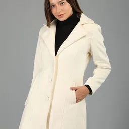 honnete 100 % Polyester Solid Coat For Women image 3