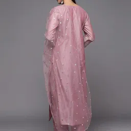 dishwa fashion Women Chanderi Kurta Pant Dupatta Set image 2