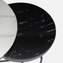 creator handicrafts Classic Marble Top Nesting Coffee Table In Black Finish image 4