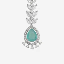 Kushal's Fashion Jewellery Rhodium-Plated Artificial Stones and Beads Studded Maang Tikka Head Jewellery image 4