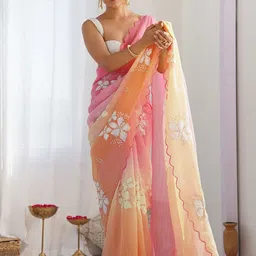 ROOP SUNDARI SAREES Floral Sequinned Pure Chiffon Saree-image-98