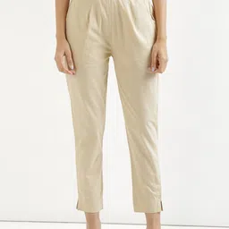 Roadster Women Beige Regular Fit Cotton Regular Trousers-image-64