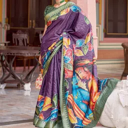 Saree mall Kalamkari Zari Silk Blend Designer Sungudi Sarees-picture-34