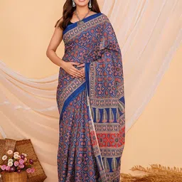 Shivanya  Handicrafts  Ajrak Printed Pure Cotton Block Print Saree-picture-28