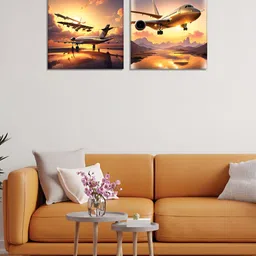 RANDOM Brown & Black 2 Pieces Cotton Canvas Wall Paintings image 2