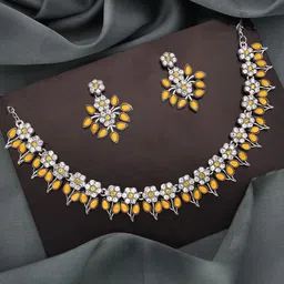 Anouk Silver-Plated American Diamond Studded Necklace And Earrings image 5