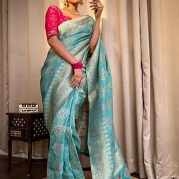 KSALIYA Women Ethnic Motifs Art Silk Saree with Blouse Piece-picture-37