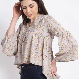 HERE&NOW Floral Print Flared Sleeve Georgette Top image 4