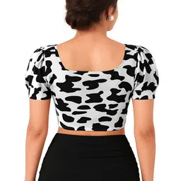 Fashion2wear Animal Print Puff Sleeve Crepe Crop Top image 2