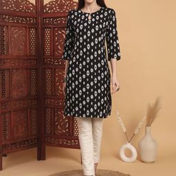 Anouk Rustic Ikat Printed Keyhole Neck Straight Kurta-picture-46