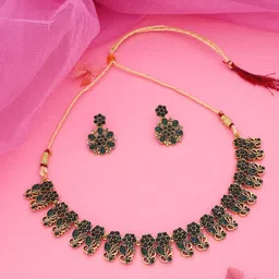 DIVASTRI Set Of 2 Gold & Silver Plated American Diamond Studded Jewellary Set-picture-27