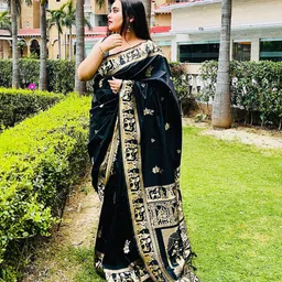 SILKWEAR Ethnic Motifs Zari Silk Cotton Designer Baluchari Saree-picture-11