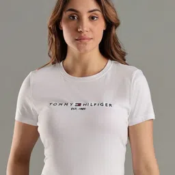 Tommy Hilfiger Women Brand Logo Printed Round Neck Cotton T-shirt-picture-12
