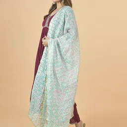 LA FEMINAE Printed Art Silk Bandhani Dupatta with Zari image 3