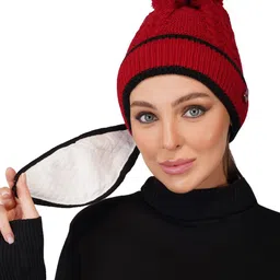 iSWEVEN Unisex Self Design Woollen Beanie Cap image 4