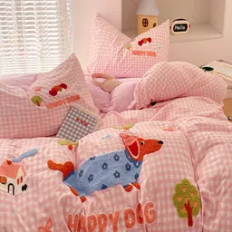 JC HOME Pink Polycotton Double Extra Large Regular Bedding Set image 4