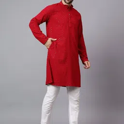 Yugnik Men Embroidered Regular Kurta with Pyjamas image 3