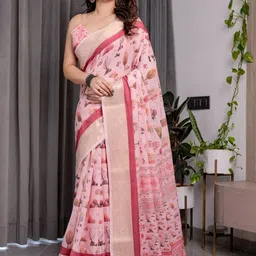 MAHARANI COUTURE Abstract Printed Zari Pure Cotton Kanjeevaram Saree-picture-10