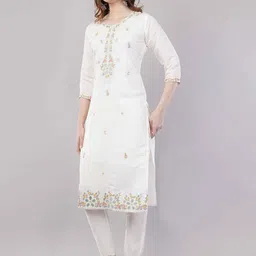 JIDI FASHION Women Floral Embroidered Kurta with Trousers & Dupatta image 3