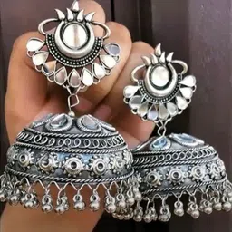 SZN Artificial Stones Studded And Beaded Dome Shaped Drop Earrings-picture-25