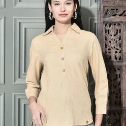 FUTURO Women Regular Fit Shirt Collar Casual Top-image-87