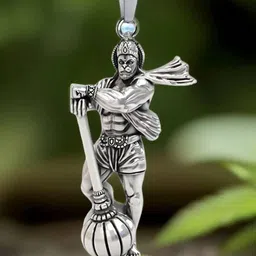 KRENOZ Silver-Plated Hanuman Pendant & Chain image 3