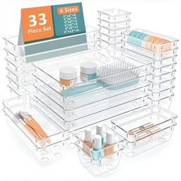 RUBOXA Transparent 33 Pieces Wardrobe Drawer Organisers-picture-28