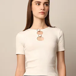 ONLY Women Cut Outs Slim Fit T-shirt-image-43