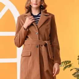 TBOJ Women Leather Notched Lapel Longline Trench Coat-picture-37