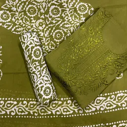 Farooq Dyeing Embroidered Thread Work Pure Cotton Unstitched Dress Material image 2