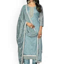 HERE&NOW Floral Woven Design Thread Work Modal Cotton Unstitched Dress Material-picture-45