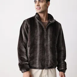 Mast & Harbour Self-Striped Faux Fur Tailored Jacket image 4