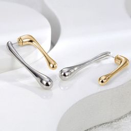 FIMBUL Rhodium-Plated Teardrop Shaped Drop Earrings-picture-27