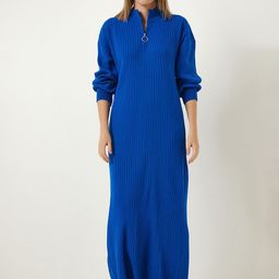 Happiness istanbul Mavi Women Cuffed Sleeve Jumper Maxi Dress-picture-15