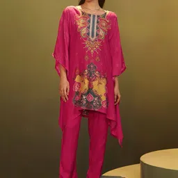 Anouk Embellished Silk Round Neck Tunic & Trousers Co-Ords Set-image-27