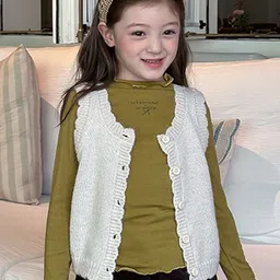 LULU & SKY Girls Solid V-Neck Sleeveless Sweater Vest-picture-24