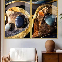 vibecrafts Marble Stone Textural Art Acrylic Framed Art Panel (Set Of 2) image 2