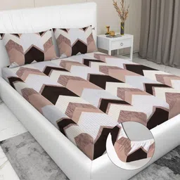 Innovative Edge Brown 160 TC King Bedsheet with 2 Pillow Covers image 1