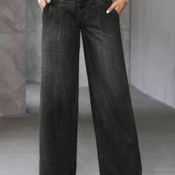 Glossia Women Loose Wide Leg High-Rise Light Fade Acid Wash Stretchable Jeans-picture-28