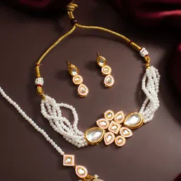 Anouk Gold Plated Kundan-Studded & Beaded Jewellery Set-image-56