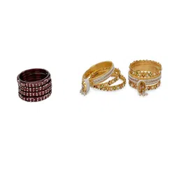 SOMIL Women Pack Of 2 Maroon And Gold Glass Ethnic Handcrafted Traditional Bangle-picture-38