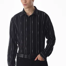 Jack & Jones Men Relaxed Fit Vertical Striped Spread Collar Cotton Casual Shirt-picture-30